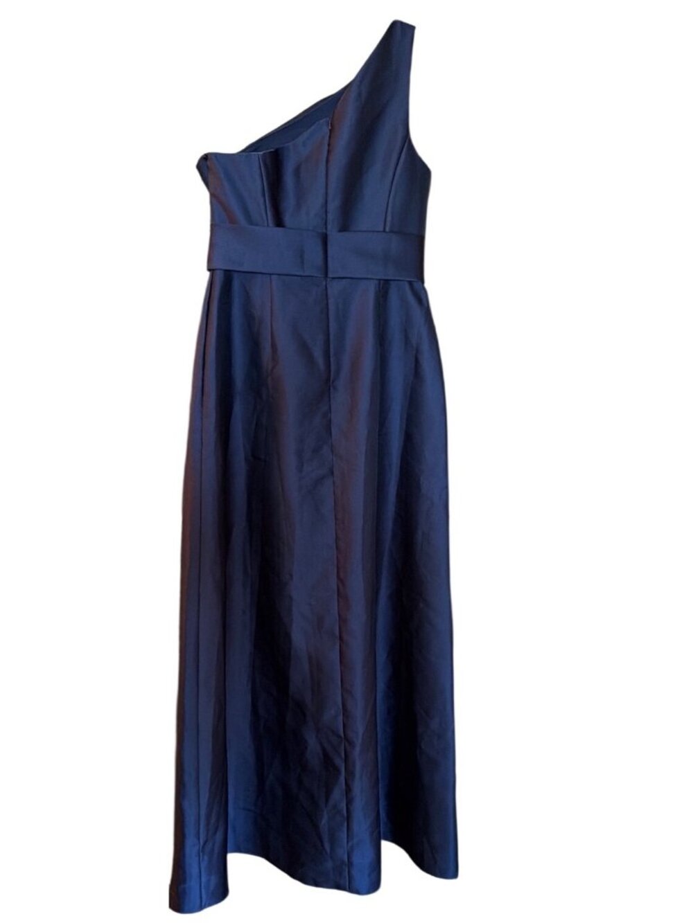 Alfred Sung One Shoulder A Line Satin Gown Navy Size 8 New With Tags - Picture 5 of 10